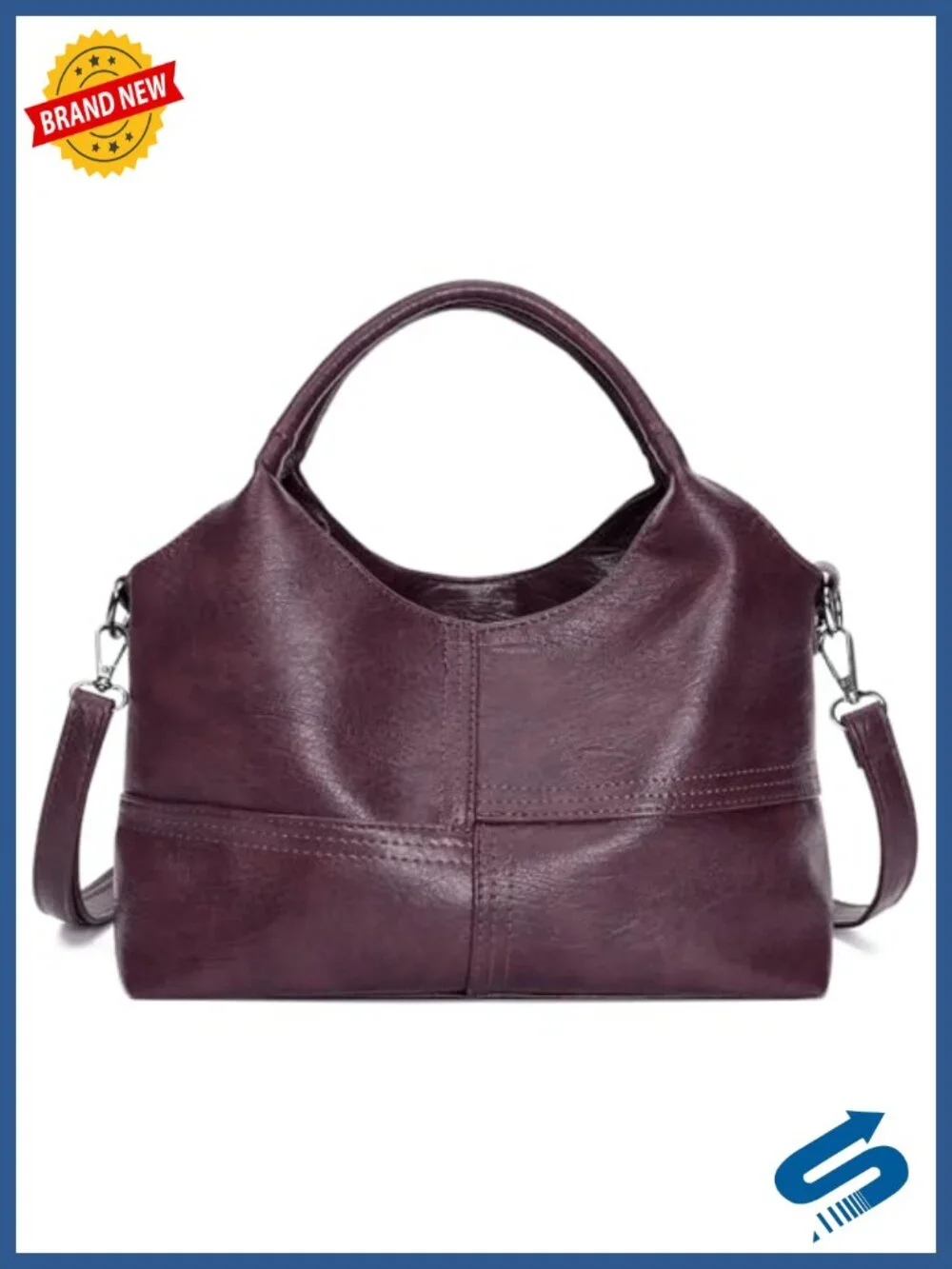 Women's Soft Vegan Leather Hobo Handbag Crossbody Tote Satchel with Top Handle